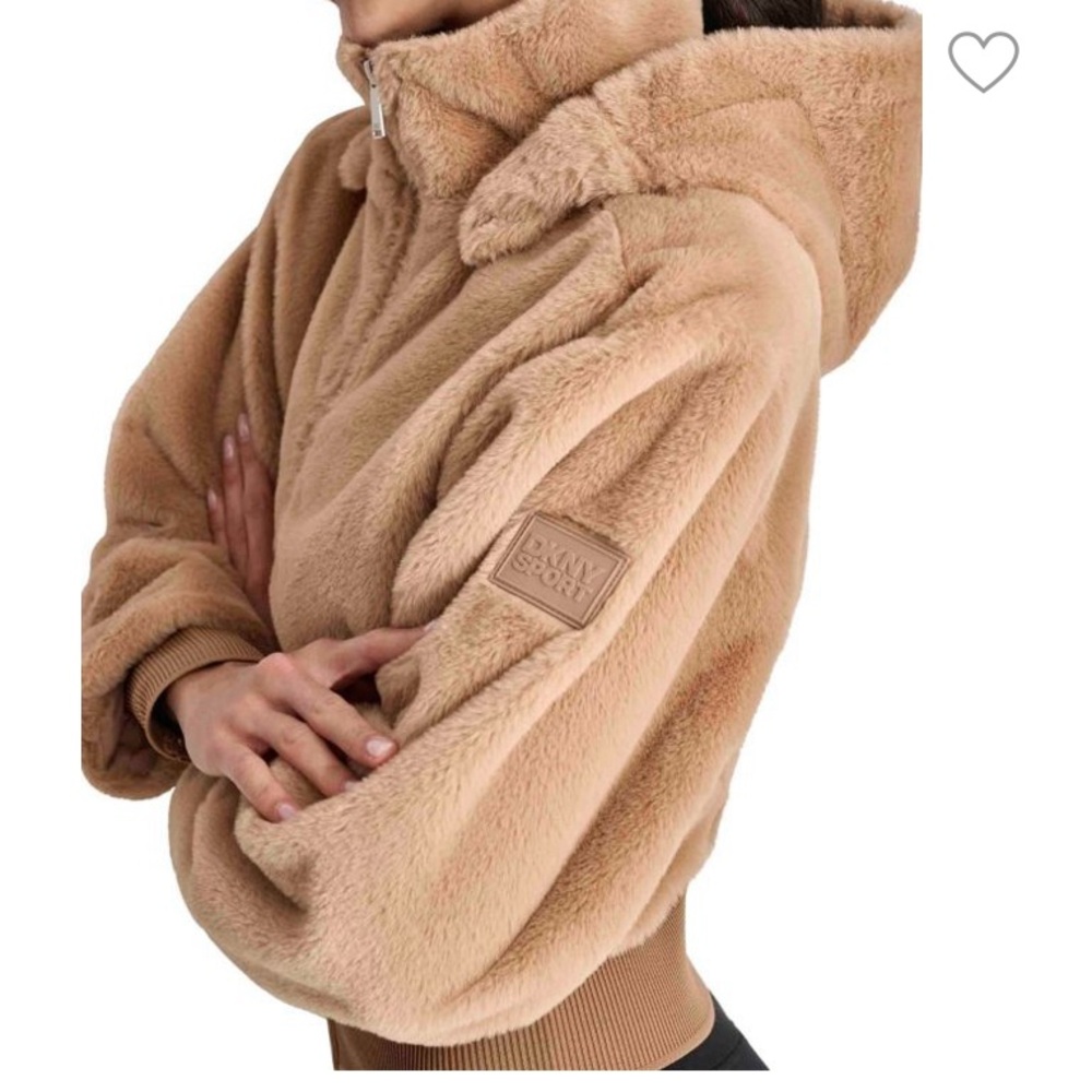 DKNY SPORT Faux Fur Cropped Jacket